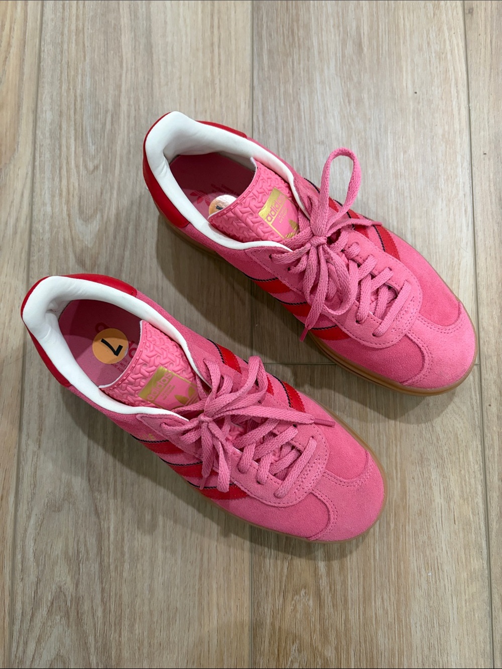 adidas Pink Suede Platform Sneakers with Gum Sole - Picture 2 of 4